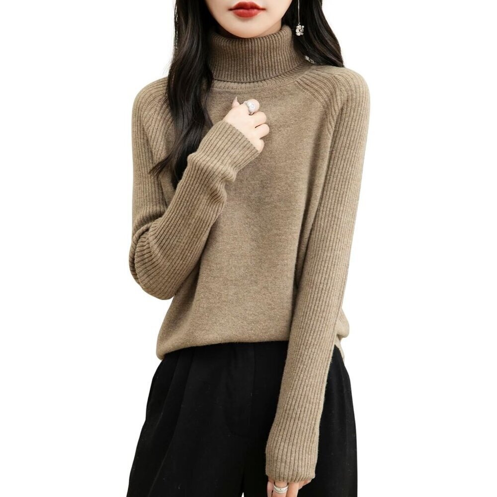 Women's Merino Wool Turtleneck Sweater Soft Warm Casual Autumn Winter